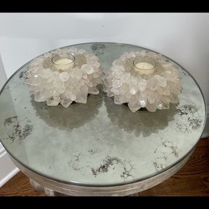 White quartz candleholders